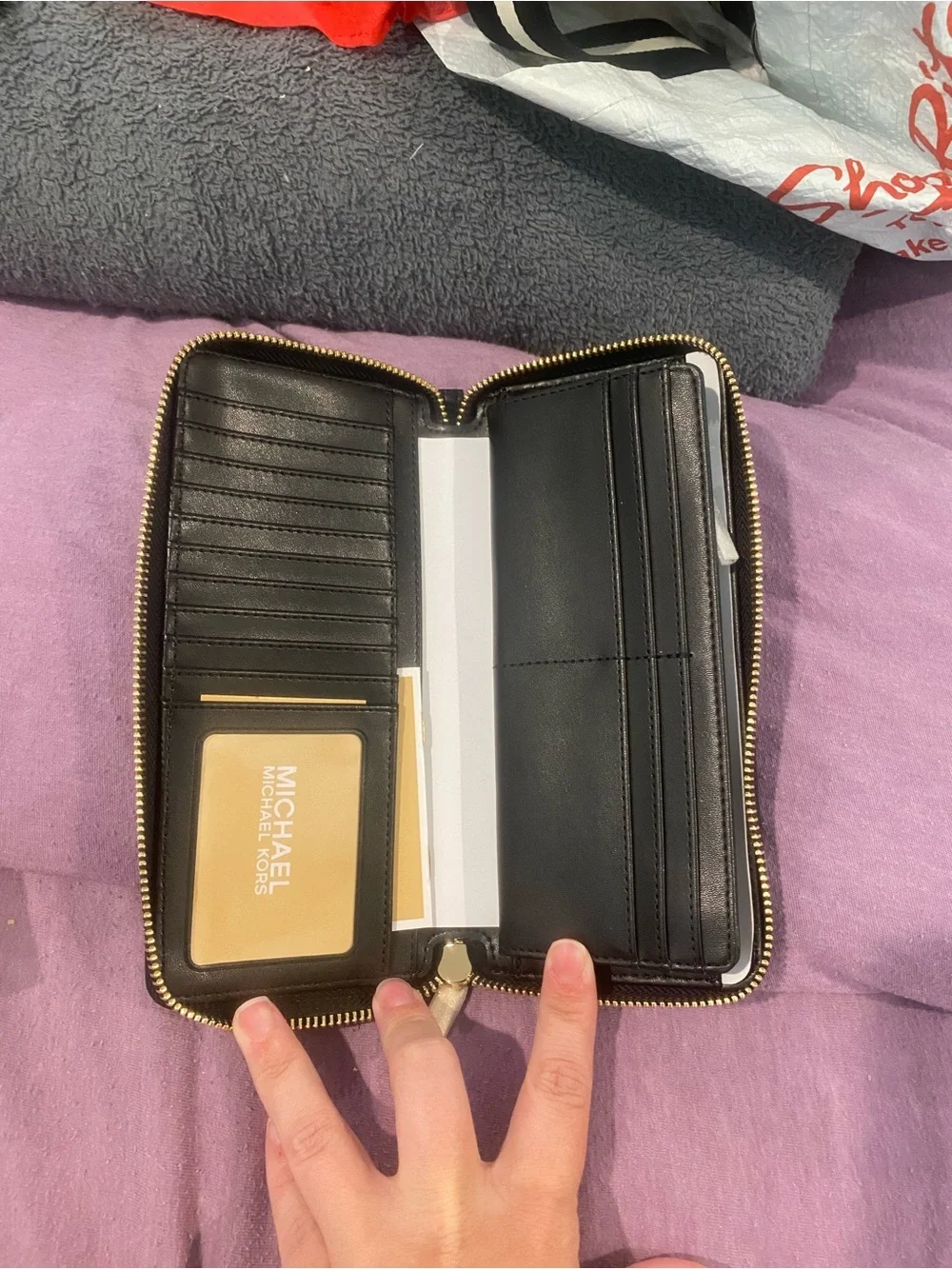 Michael Kors Black Leather Wristlet Wallet